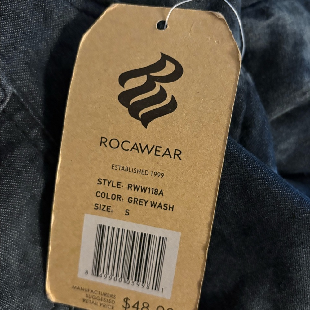 🚨3 for $15 VTG NWT Rocawear Shirt Men S Grey Acid Wash Denim 90s Y2K - Picture 4 of 9